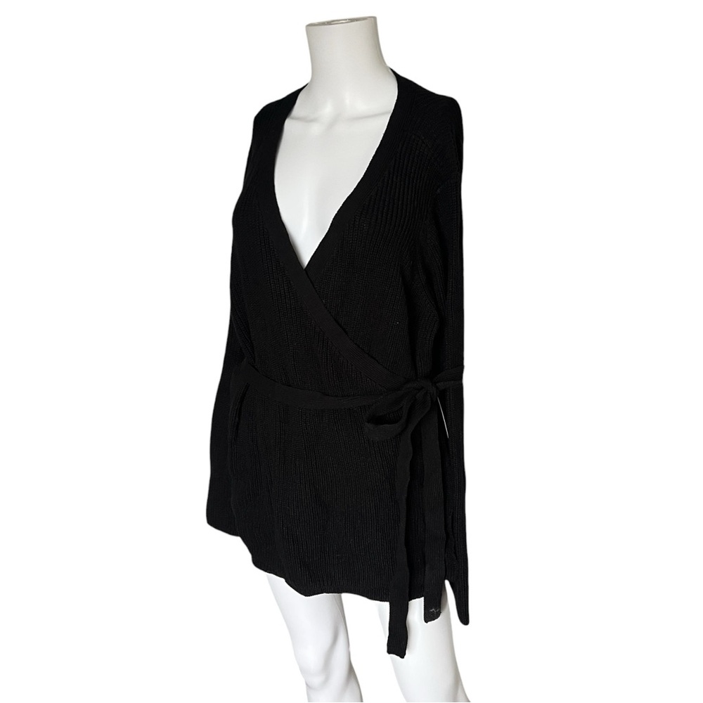 NEW Eloquii Black Wrap Knit Top Bell Sleeve Neutral Womens Plus Size 22/24